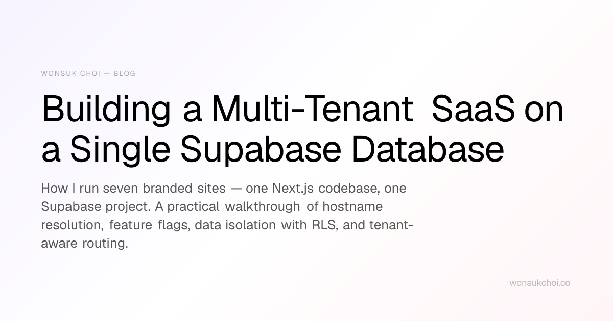 Building a Multi-Tenant SaaS on a Single Supabase Database | Wonsuk Choi